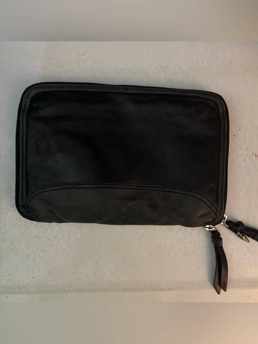 Free People Black Zip-Around Wristlet with Tassel Strap